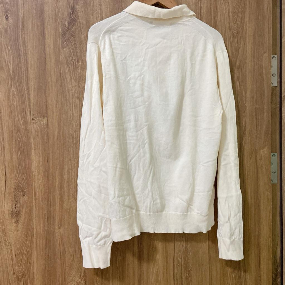 二手少穿 Uniqlo U polo 米色針織長袖上衣 男款S號 男女皆可穿 2020-細節圖9