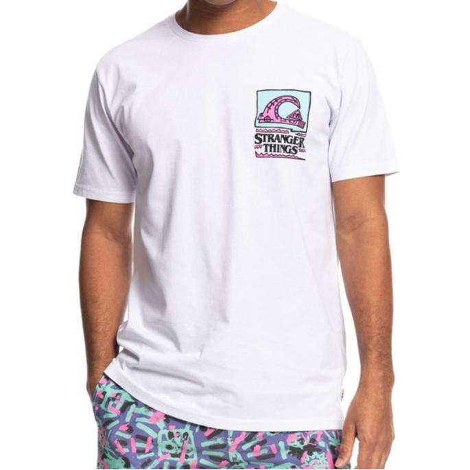 ｜T恤｜Quiksilver x Stranger Things 怪奇物語 聯名合作款有機棉短T M碼 白色 黑色情侶裝-細節圖3