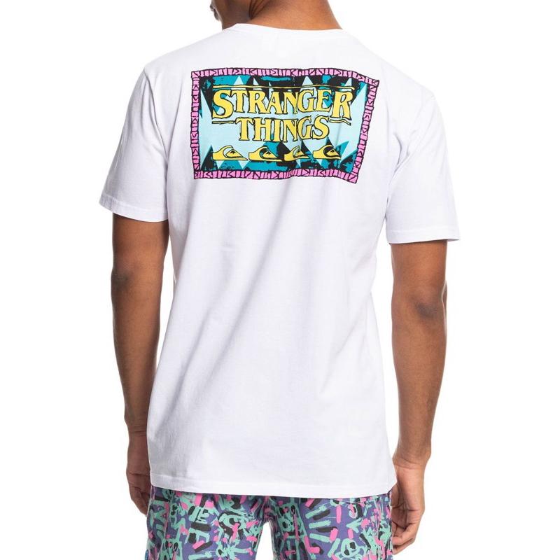 ｜T恤｜Quiksilver x Stranger Things 怪奇物語 聯名合作款有機棉短T M碼 白色 黑色情侶裝-細節圖4