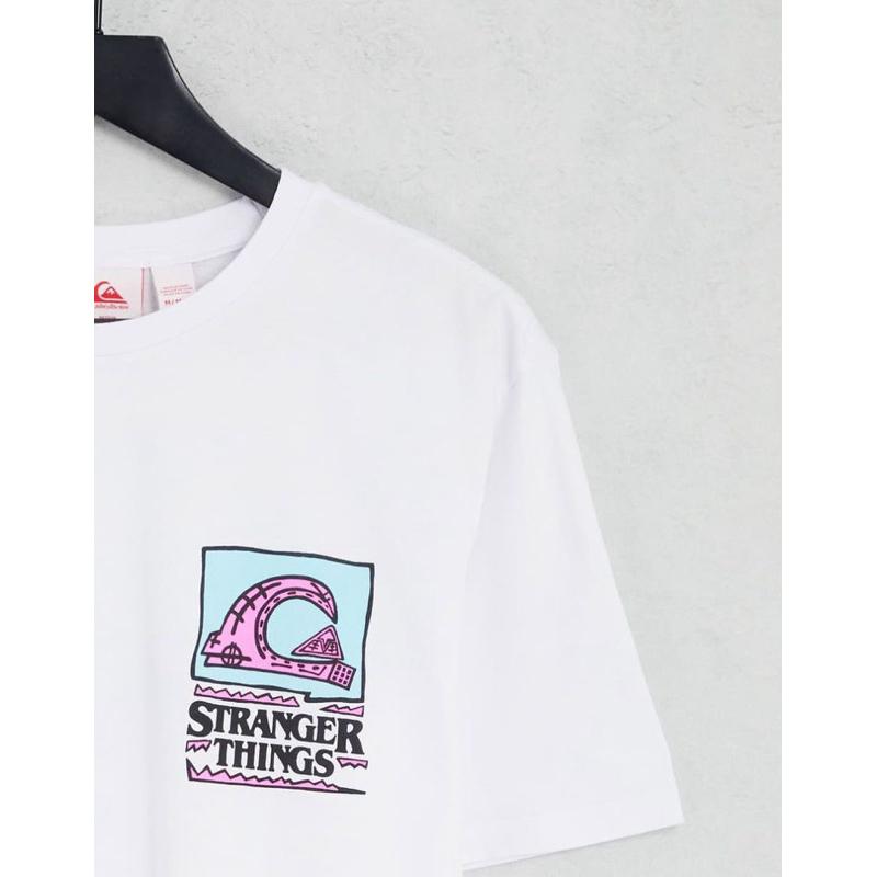 ｜T恤｜Quiksilver x Stranger Things 怪奇物語 聯名合作款有機棉短T M碼 白色 黑色情侶裝-細節圖5