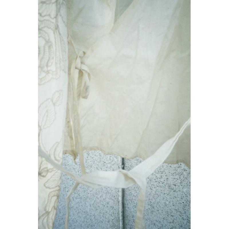 ｜襯衫｜法國品牌 法式全棉米白重工刺繡亮片翻領長袖襯衫 一片式包裹設計 側系帶收腰氣質韓系百搭 尖領-細節圖6