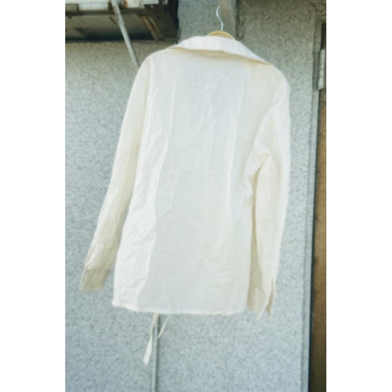 ｜襯衫｜法國品牌 法式全棉米白重工刺繡亮片翻領長袖襯衫 一片式包裹設計 側系帶收腰氣質韓系百搭 尖領-細節圖7