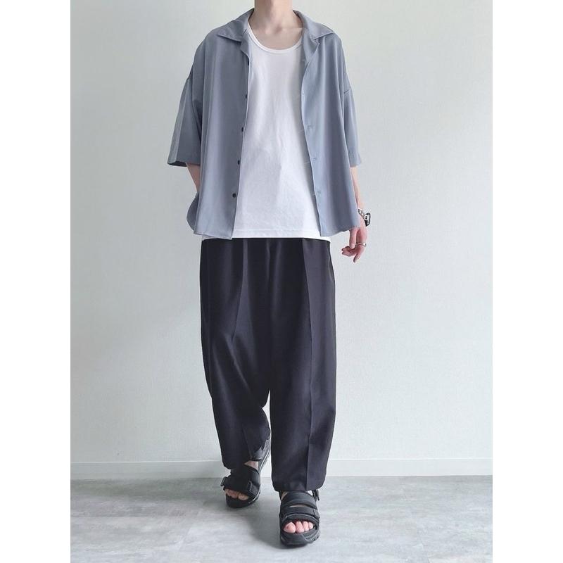 ｜上衣｜ 日牌 Casper John 涼感寬鬆襯衫 現貨M霧霾藍色短袖襯衫外搭外披 日本男性夏天可穿uniqlo ua-細節圖6