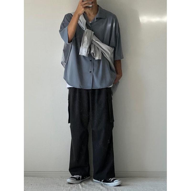 ｜上衣｜ 日牌 Casper John 涼感寬鬆襯衫 現貨M霧霾藍色短袖襯衫外搭外披 日本男性夏天可穿uniqlo ua-細節圖8