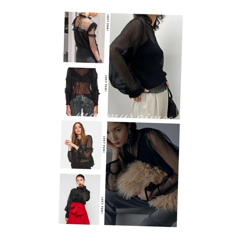 ｜上衣｜澳洲設計師品牌Bardot 黑色透膚植絨罩衫式造型綁帶上衣 薄紗圓點透明長袖 109澳幣 Ezick Ameri-細節圖8