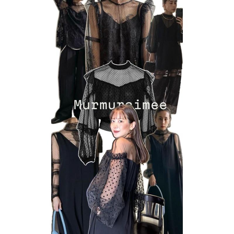 ｜上衣｜澳洲設計師品牌Bardot 黑色透膚植絨罩衫式造型綁帶上衣 薄紗圓點透明長袖 109澳幣 Ezick Ameri-細節圖9