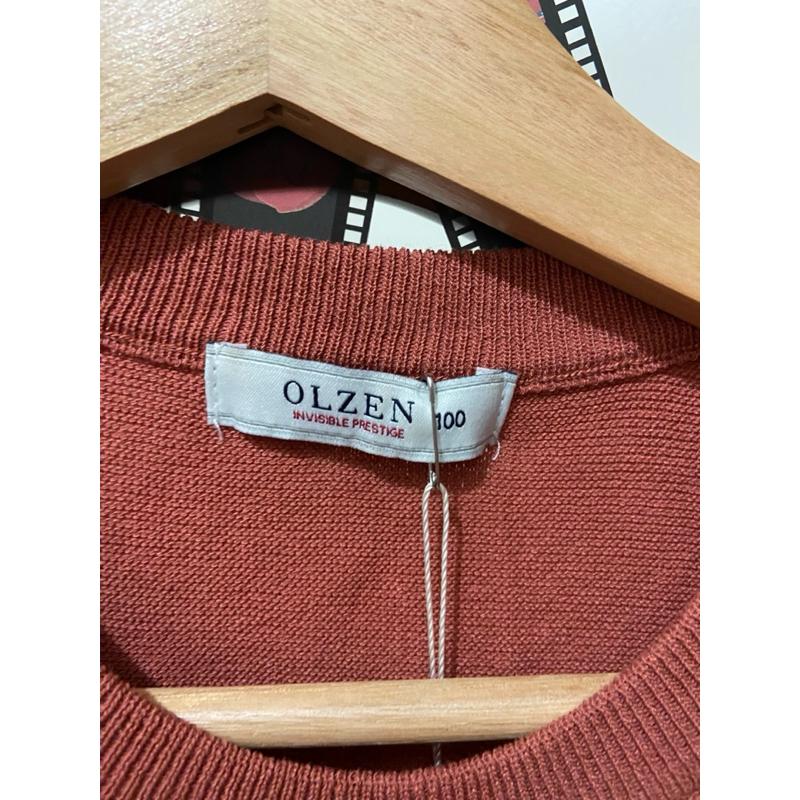 韓國OLZEN 酒紅暗紅色針織衫 正韓圓領套頭顯瘦上衣男士純色口袋短袖T恤 韓國品牌男士休閒通勤 玄彬 李帝勛 男女可穿-細節圖2