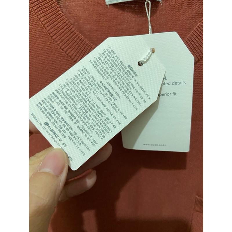 韓國OLZEN 酒紅暗紅色針織衫 正韓圓領套頭顯瘦上衣男士純色口袋短袖T恤 韓國品牌男士休閒通勤 玄彬 李帝勛 男女可穿-細節圖4