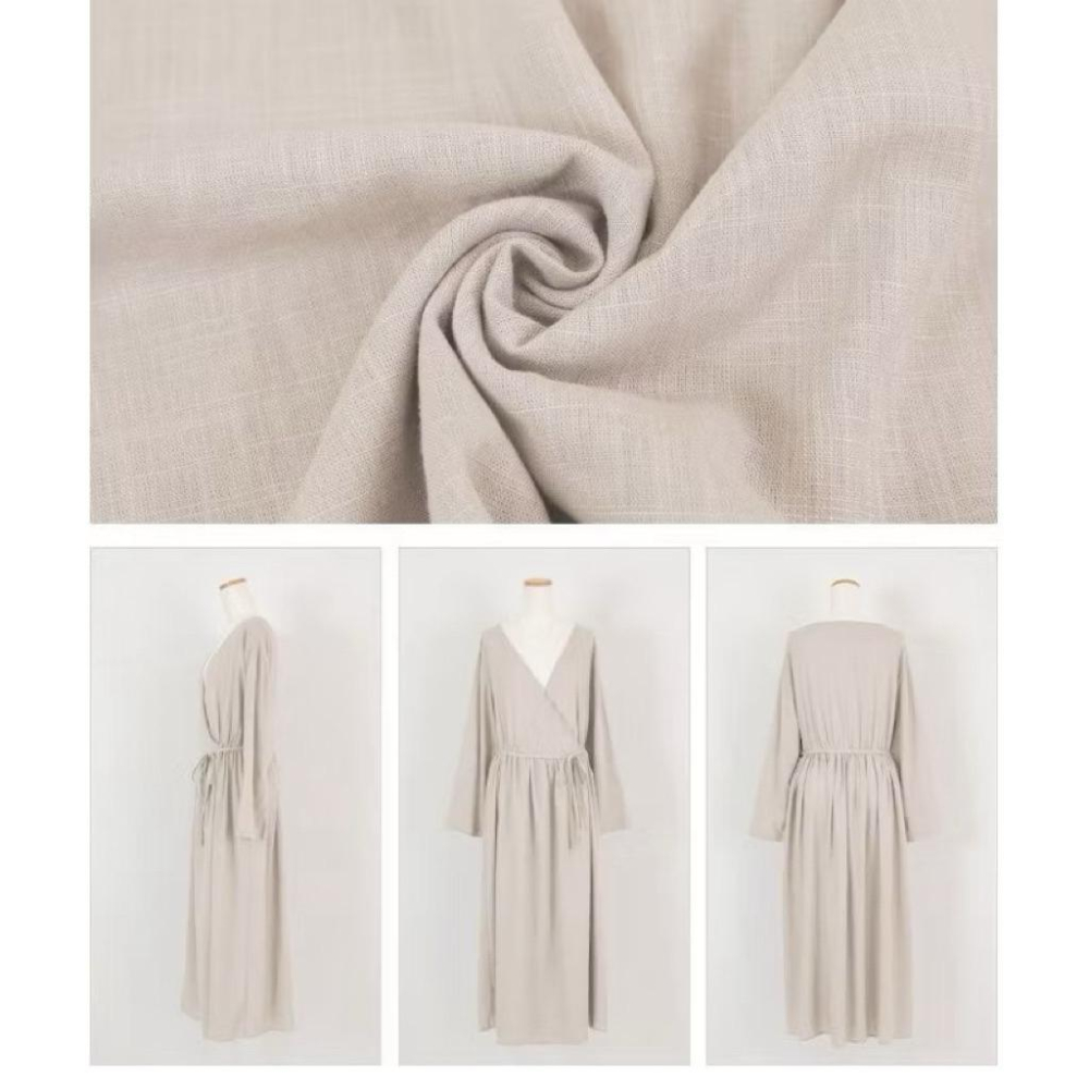 ｜洋裝｜全新 titivate 👍棉麻亞麻V領包裹兩穿洋裝 綠色黑色卡其ML可當罩衫 日本品牌 日貨 夏天穿清爽-細節圖9