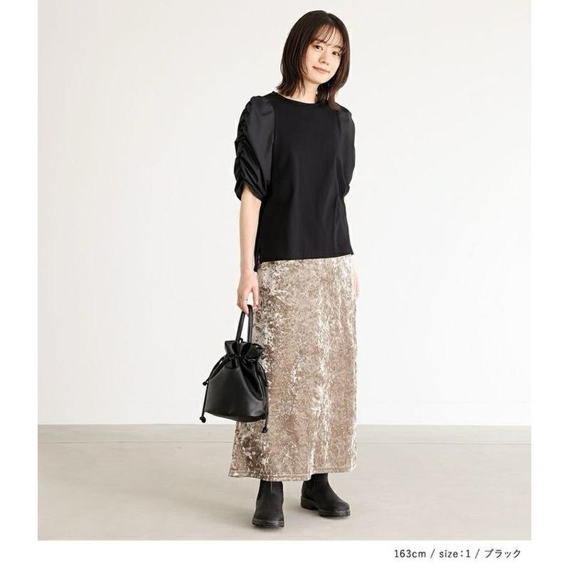 ｜上衣｜日本品牌 nOr 設計感大人系藍色異材質拼接縐縫設計半袖上衣 氣質款知性風日系現貨  n＇OrLABEL-細節圖8