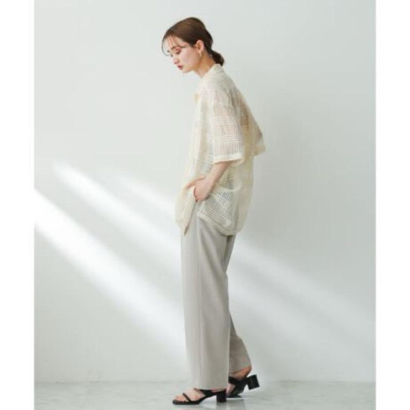 ｜上衣｜sense of place 短袖格紋蕾絲襯衫外搭 復古透膚設計 多層次穿搭 夏日必備 限量雙色 情侶-細節圖4