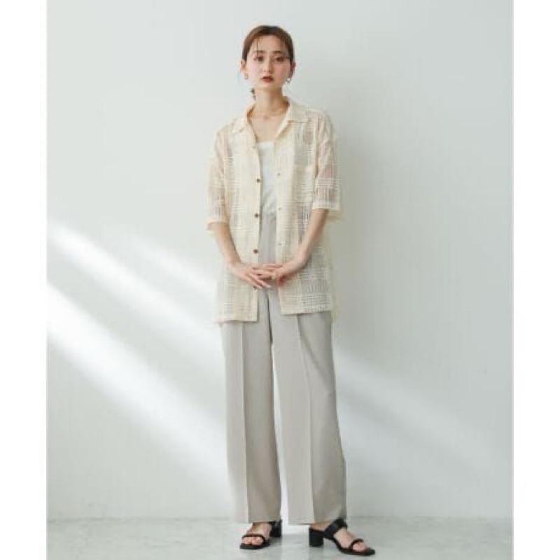 ｜上衣｜sense of place 短袖格紋蕾絲襯衫外搭 復古透膚設計 多層次穿搭 夏日必備 限量雙色 情侶-細節圖5