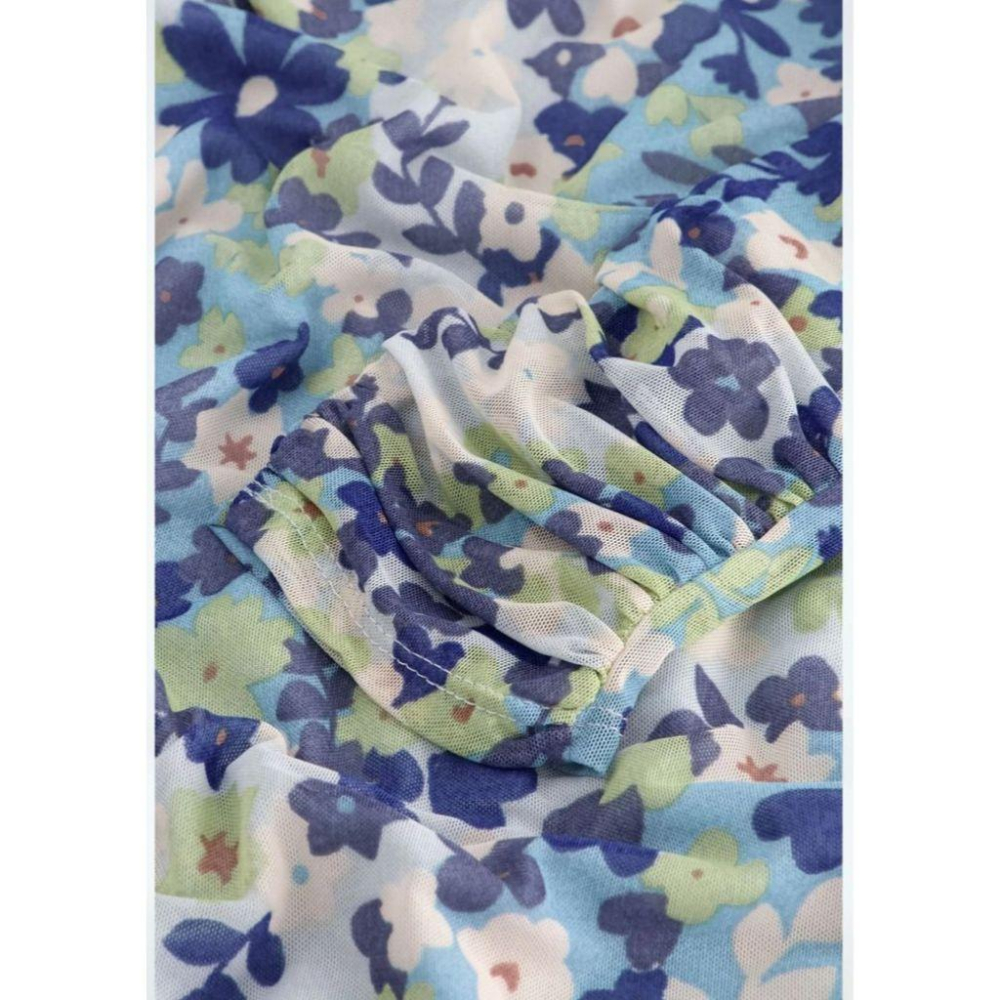 ｜洋裝｜FABIENNE CHAPOT 歐洲品牌 藍綠花朵裹身洋裝 長印花洋裝 連衣裙 M 荷蘭品牌-細節圖5