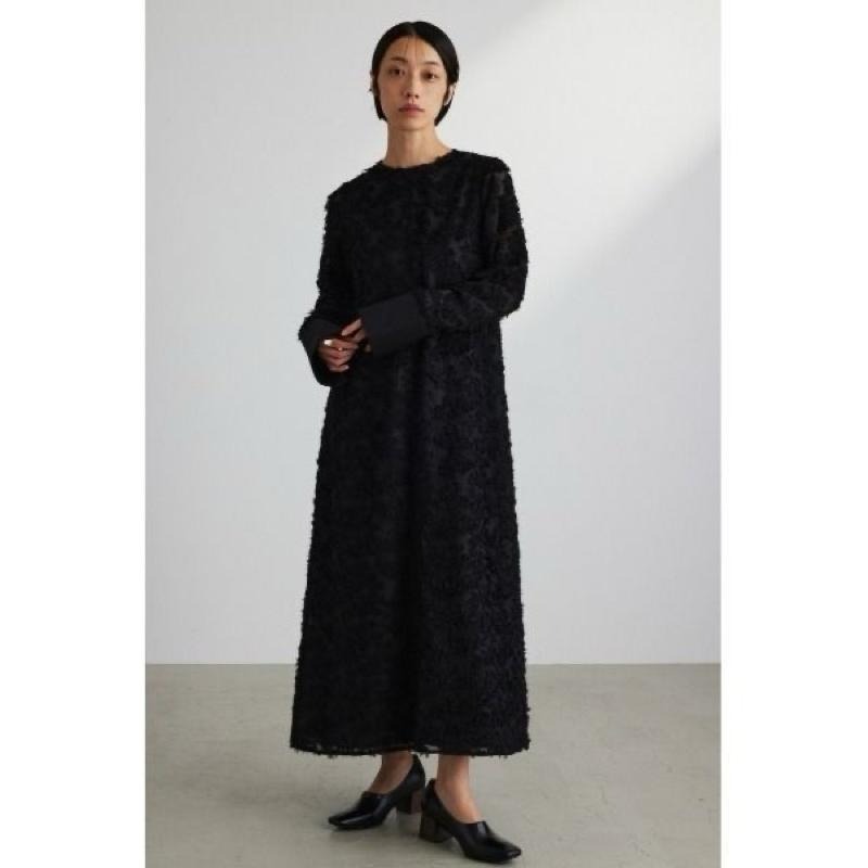 ｜洋裝｜stylemixer 兩色 毛茸茸3D提花 浮雕花長洋裝 正式場合 婚禮 謝師宴 禮服 松本惠奈品牌 clane-細節圖5