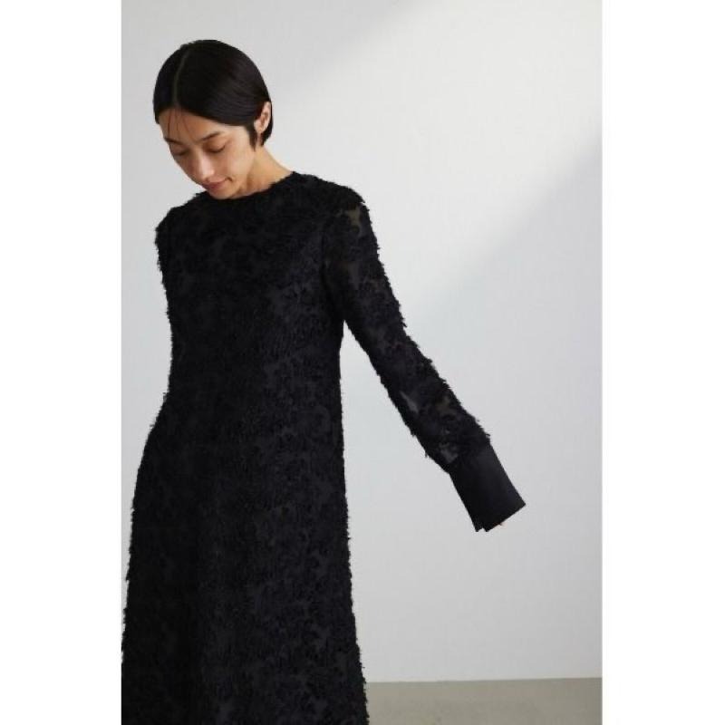 ｜洋裝｜stylemixer 兩色 毛茸茸3D提花 浮雕花長洋裝 正式場合 婚禮 謝師宴 禮服 松本惠奈品牌 clane-細節圖6