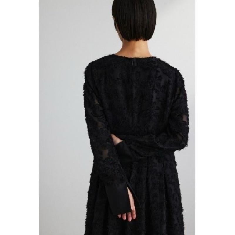 ｜洋裝｜stylemixer 兩色 毛茸茸3D提花 浮雕花長洋裝 正式場合 婚禮 謝師宴 禮服 松本惠奈品牌 clane-細節圖7