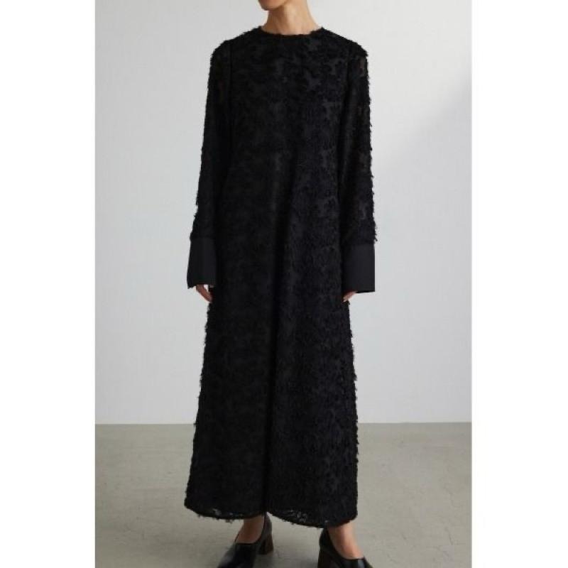 ｜洋裝｜stylemixer 兩色 毛茸茸3D提花 浮雕花長洋裝 正式場合 婚禮 謝師宴 禮服 松本惠奈品牌 clane-細節圖8