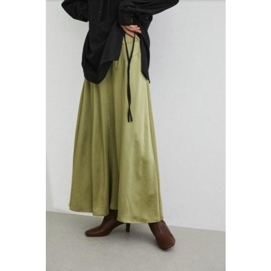 ｜半裙｜stylemixer 全新現貨 橄欖綠色緞面絲綢光澤感大裙擺長裙 S M日貨正品 含吊牌 7700日元 無敵好-細節圖5