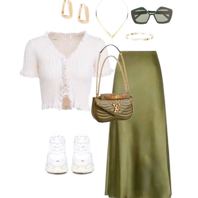 ｜半裙｜stylemixer 全新現貨 橄欖綠色緞面絲綢光澤感大裙擺長裙 S M日貨正品 含吊牌 7700日元 無敵好-細節圖9