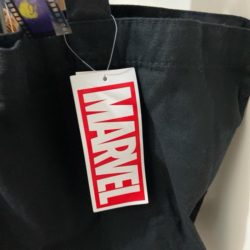 僅有一個 東京帶回 全新未使用 MARVEL 漫威 黑色logo字母購物袋 手提包日本日貨純棉手提袋周邊 環保 漫畫電影-細節圖3
