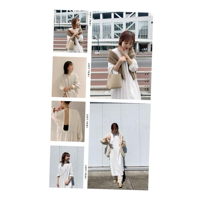 ｜洋裝｜SHENERY蓬蓬袖露背寬鬆洋裝- 剩白色 稀有日本貴牌 實拍 極簡風 Fsize-細節圖5