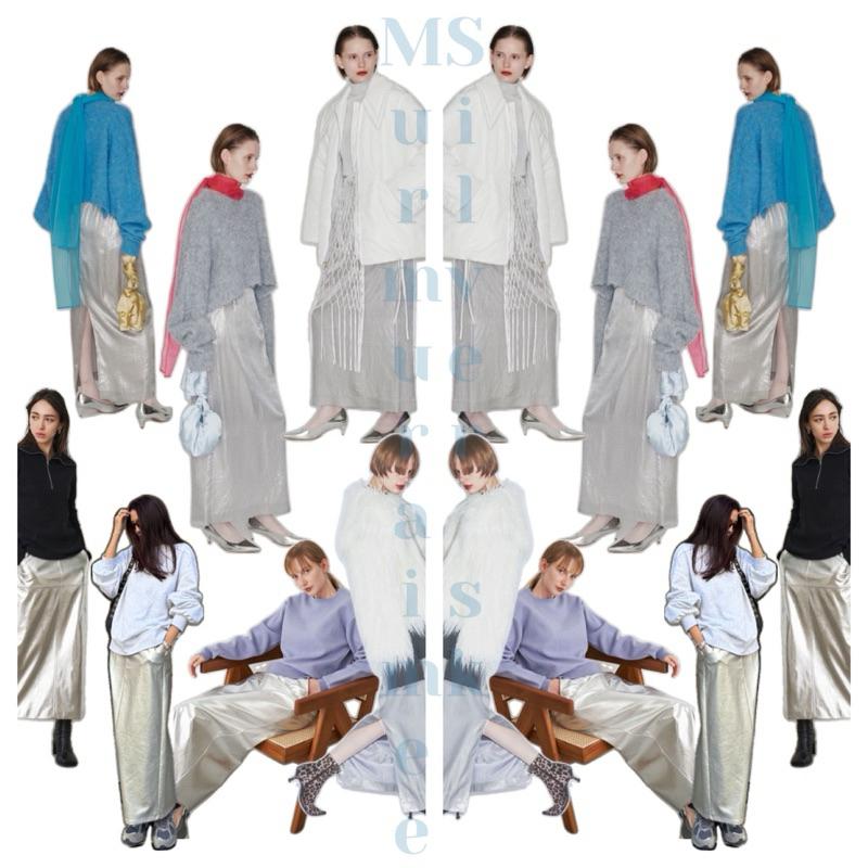 ｜半裙｜獨家 僅一件 日本貴牌 AKTE 銀色皮質長裙 人造皮革工字裙 直筒裙 柔軟 日貨 日牌 全現貨 yae-細節圖8