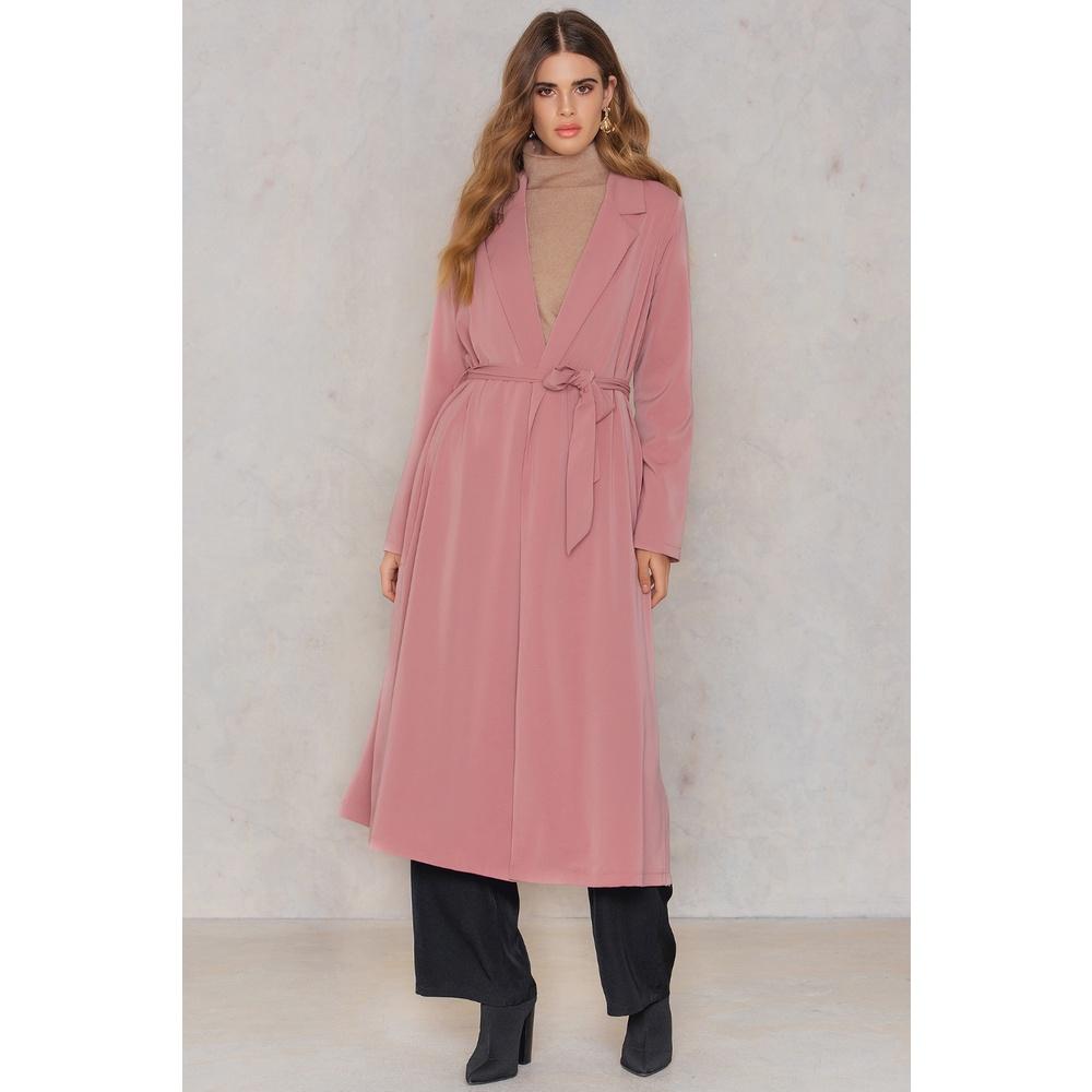 ｜風衣外套｜NA-KD 粉紅色長款西裝領風衣 側開叉 北歐瑞典潮牌 ig網紅愛牌 時尚部落格主最愛 EU36-細節圖3