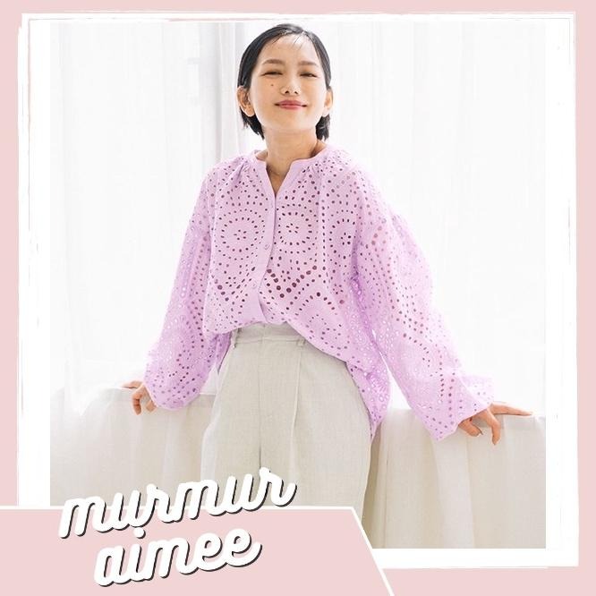 ｜上衣｜出清 白色一件 titivate  蕾絲雕花無領鏤空 武智志穂穿著 寬鬆澎袖蓬袖上衣  全新日貨 白色 M-細節圖2