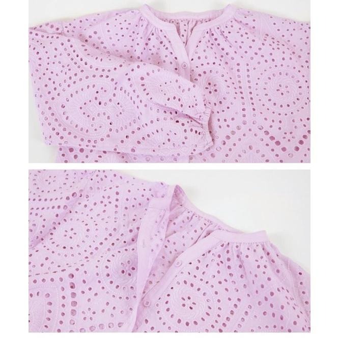 ｜上衣｜出清 白色一件 titivate  蕾絲雕花無領鏤空 武智志穂穿著 寬鬆澎袖蓬袖上衣  全新日貨 白色 M-細節圖8