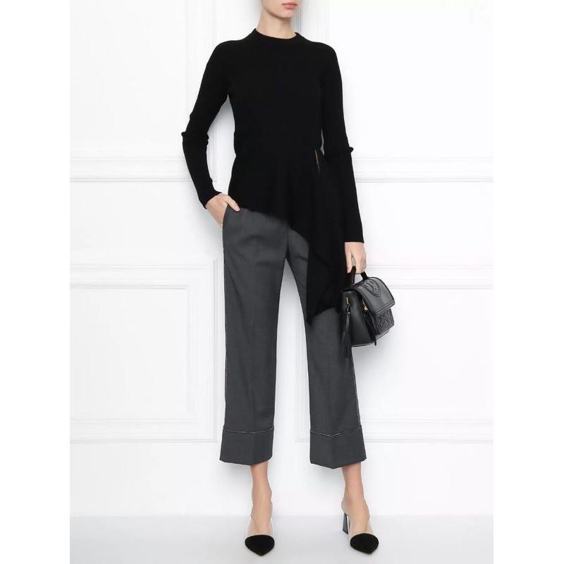 ｜上衣｜3.1 Phillip Lim  黑色羊毛下擺不規則設計毛衣 羅紋毛衣 未穿 s碼 國際精品 華裔設計師-細節圖3