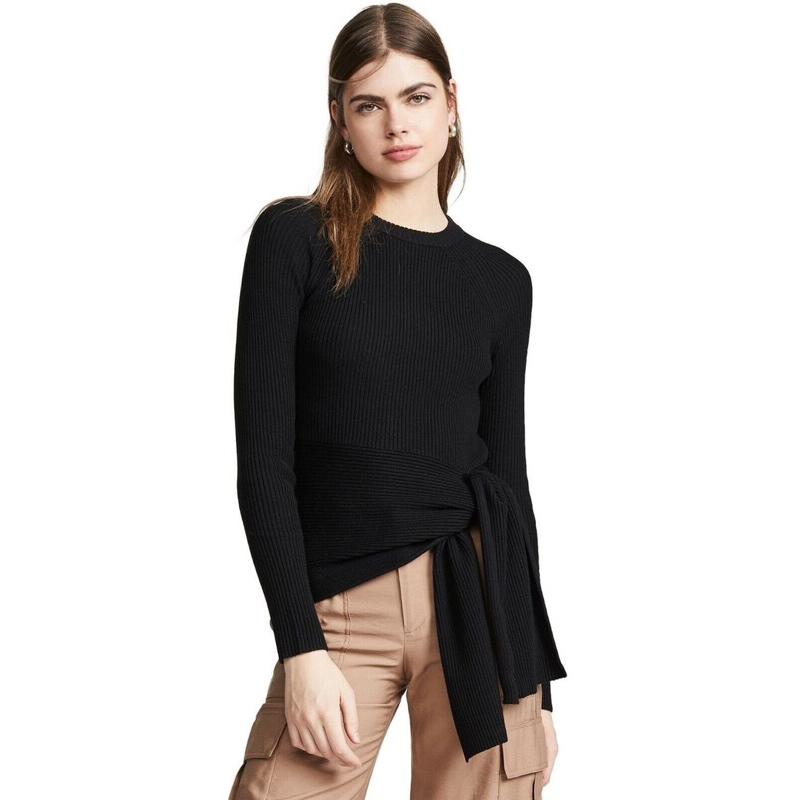 ｜上衣｜3.1 Phillip Lim  黑色羊毛下擺不規則設計毛衣 羅紋毛衣 未穿 s碼 國際精品 華裔設計師-細節圖5