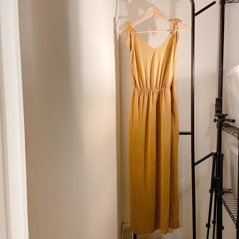 ｜洋裝｜Des Petits Hauts 法國高質感品牌  暗薑黃色綁帶莫代爾洋裝 超級柔軟 有彈性 獨家販售 DPH-細節圖9