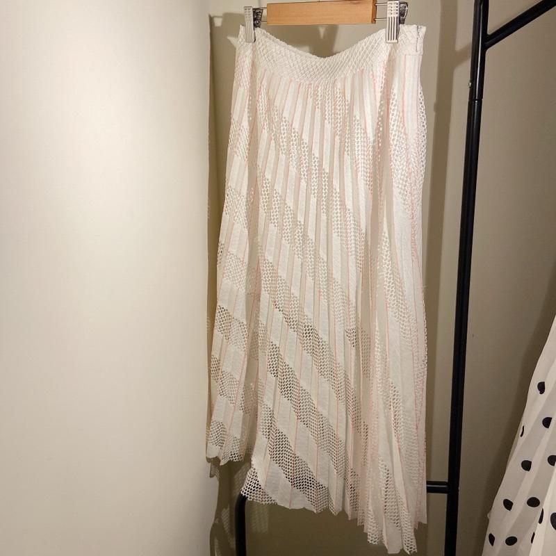 ｜禮服｜義大利 白色綁帶雪紡罩衫 百褶裙 套裝禮服 套裝洋裝 優雅 名媛明星品牌 日常禮服派對服 giming-細節圖4