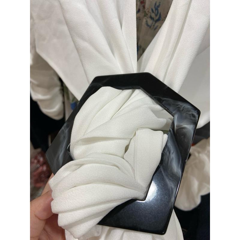 ｜禮服｜義大利 白色綁帶雪紡罩衫 百褶裙 套裝禮服 套裝洋裝 優雅 名媛明星品牌 日常禮服派對服 giming-細節圖5