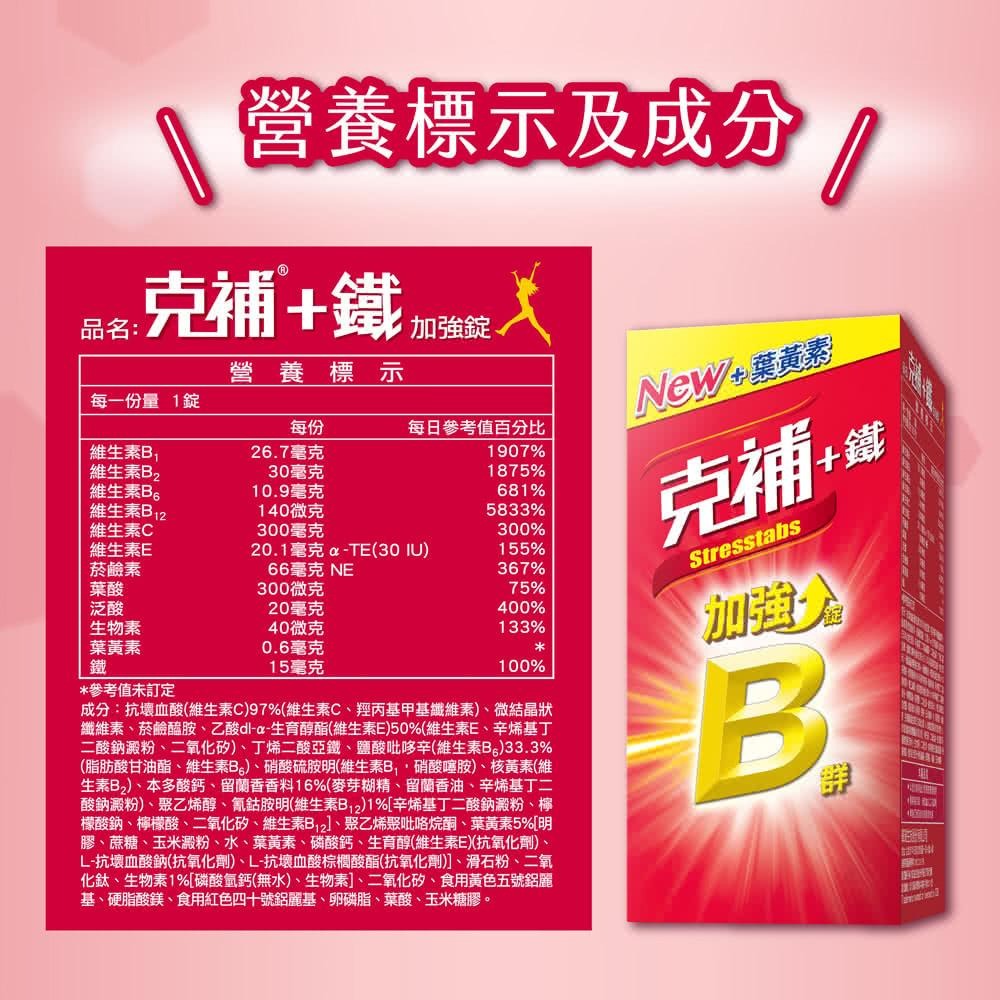 克補+鋅加強錠/克補+鐵加強錠 100錠 提神 熬夜 好體力 B群 補鋅 補鐵 全新薄荷迷你錠 好吞-細節圖9