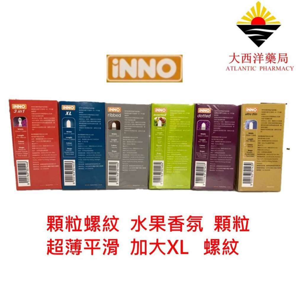 INNO 茵諾衛生套 (12入/盒)(顆粒、加大、螺紋、超薄平滑、3in1三段式顆粒螺紋) 保險套 任選3盒風味送1盒-細節圖2