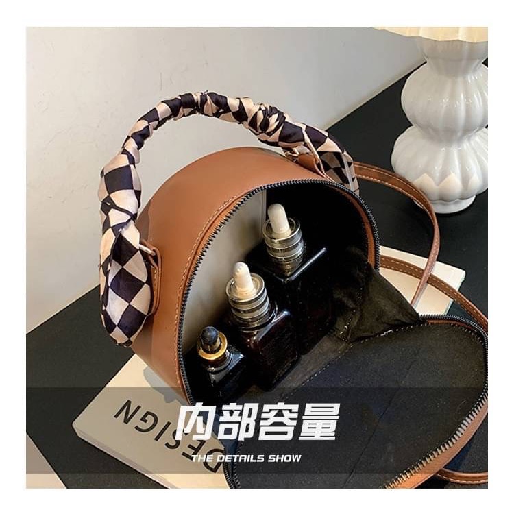 手提單肩斜挎小圓包（附絲巾）-細節圖7