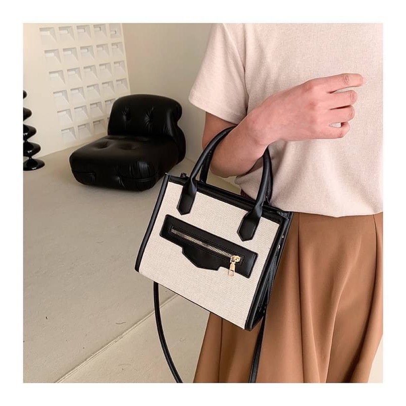 拼色手提單肩包-細節圖5