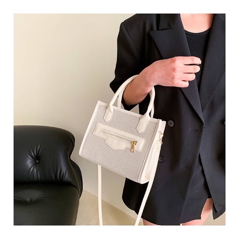 拼色手提單肩包-細節圖7