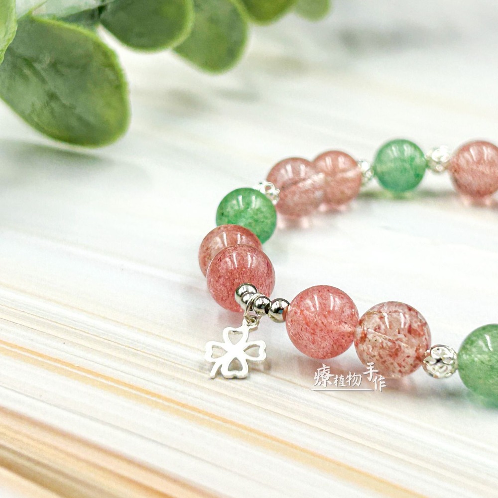 心輪手鍊 草莓晶手鍊 心輪幸運水晶手鍊 招財手鍊 天然水晶 脈輪手鏈女 情人節 閨蜜手鍊 生日禮物 草莓晶飾品-細節圖2