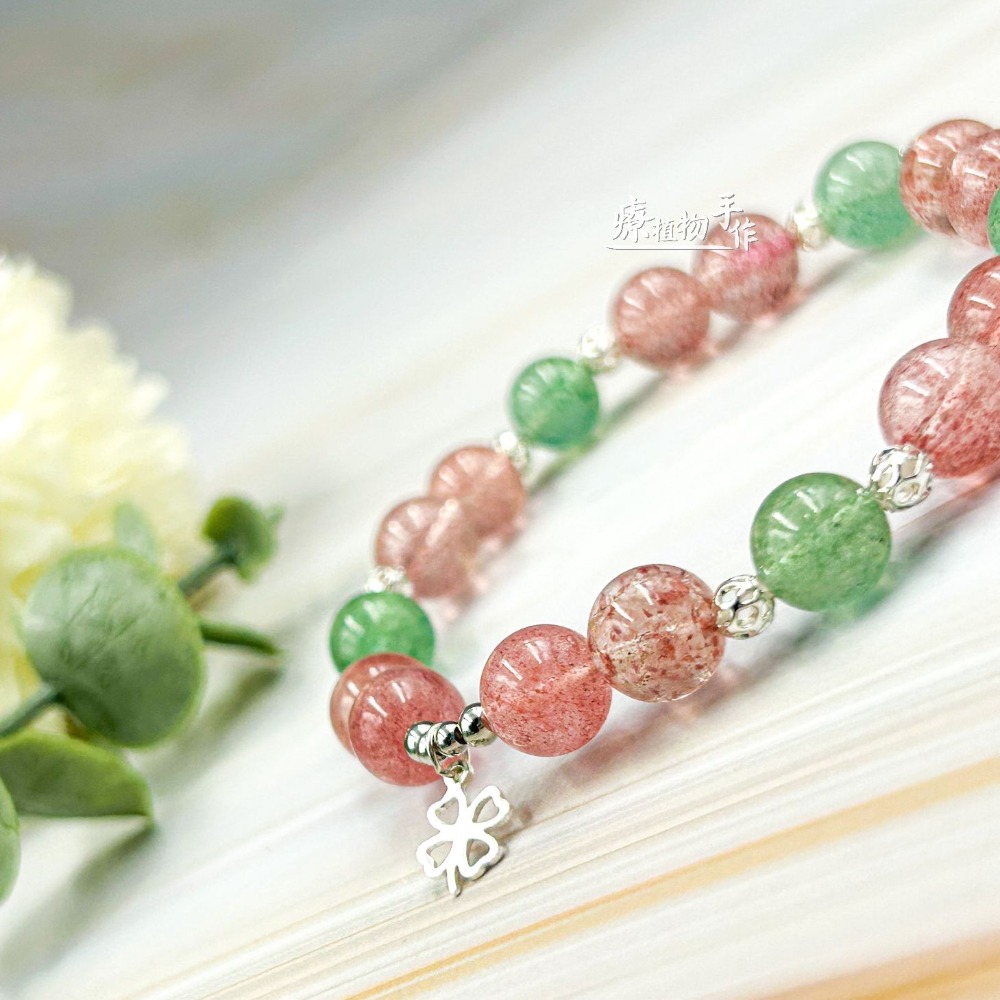 心輪手鍊 草莓晶手鍊 心輪幸運水晶手鍊 招財手鍊 天然水晶 脈輪手鏈女 情人節 閨蜜手鍊 生日禮物 草莓晶飾品-細節圖4