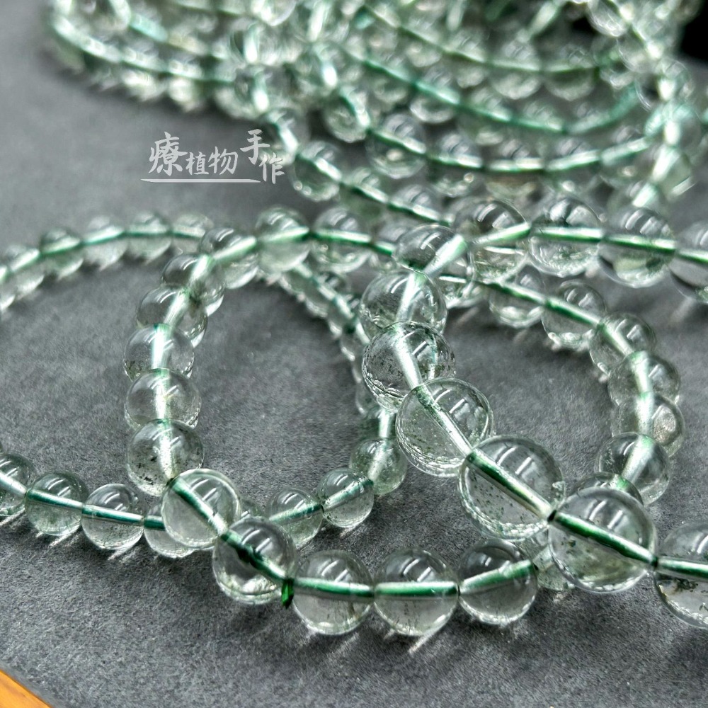 8A 滿天星綠幽靈 手珠手串 透體近全淨 異象水晶 天然水晶珠 綠色水晶手鍊 水晶手鏈 DIY手作散珠-細節圖3