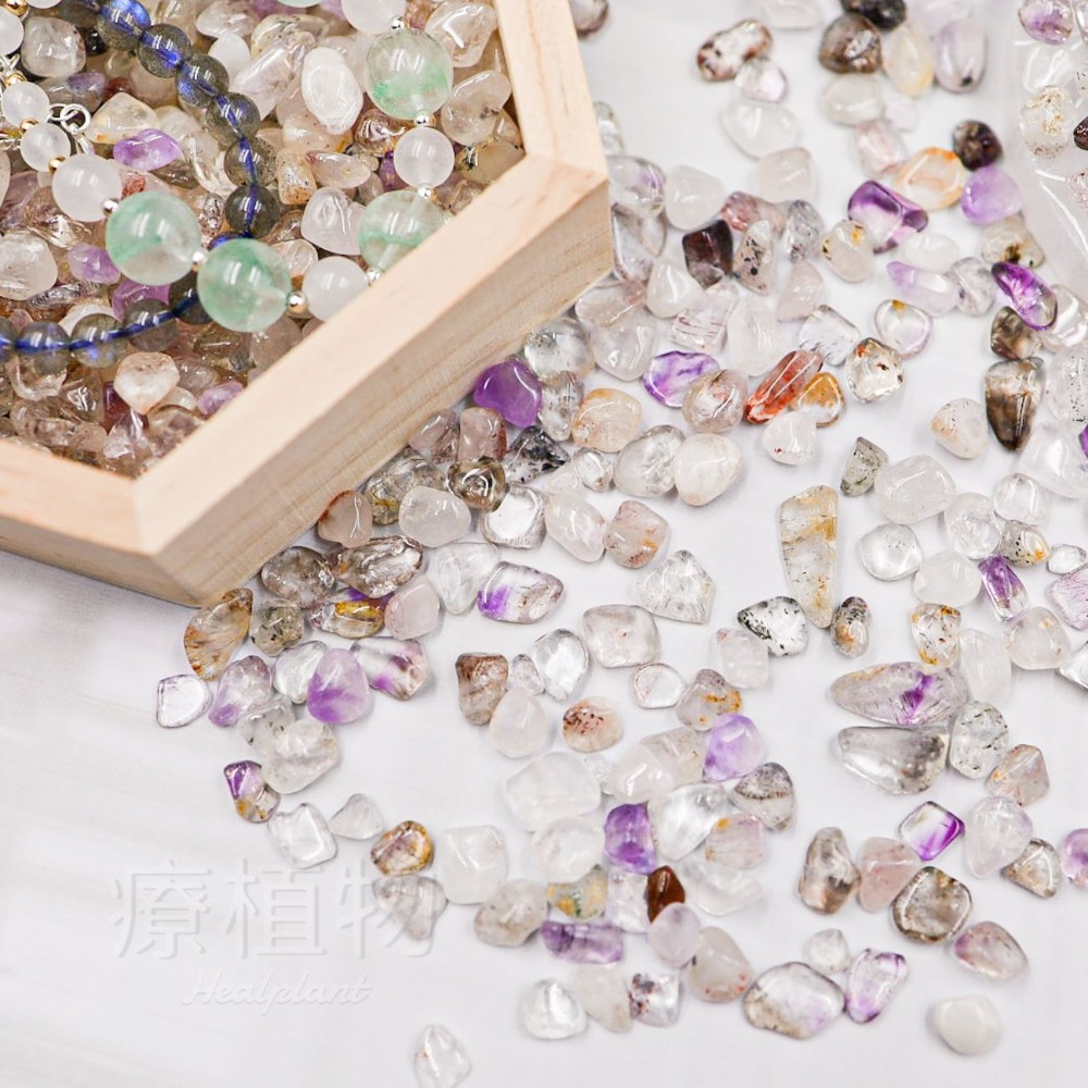 【水晶碎石】超七碎石 三輪骨幹 超級七 神聖七 天然水晶 全脈輪 頂輪 消磁淨化 五行開運 松果體靈性 紫超七 白水晶-細節圖5