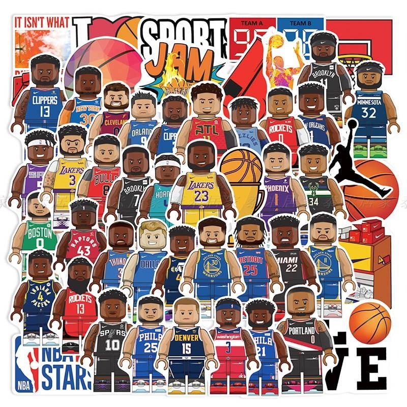 🇹🇼台灣現貨🇹🇼NBA球星貼紙 樂高版(50張)LEGO 貼紙 籃球 運動 籃球明星 Q版 NBA 樂高 球星-細節圖2