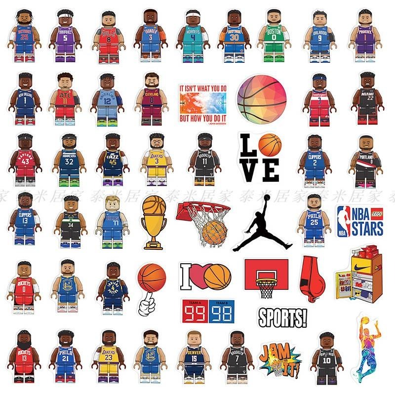 🇹🇼台灣現貨🇹🇼NBA球星貼紙 樂高版(50張)LEGO 貼紙 籃球 運動 籃球明星 Q版 NBA 樂高 球星-細節圖3