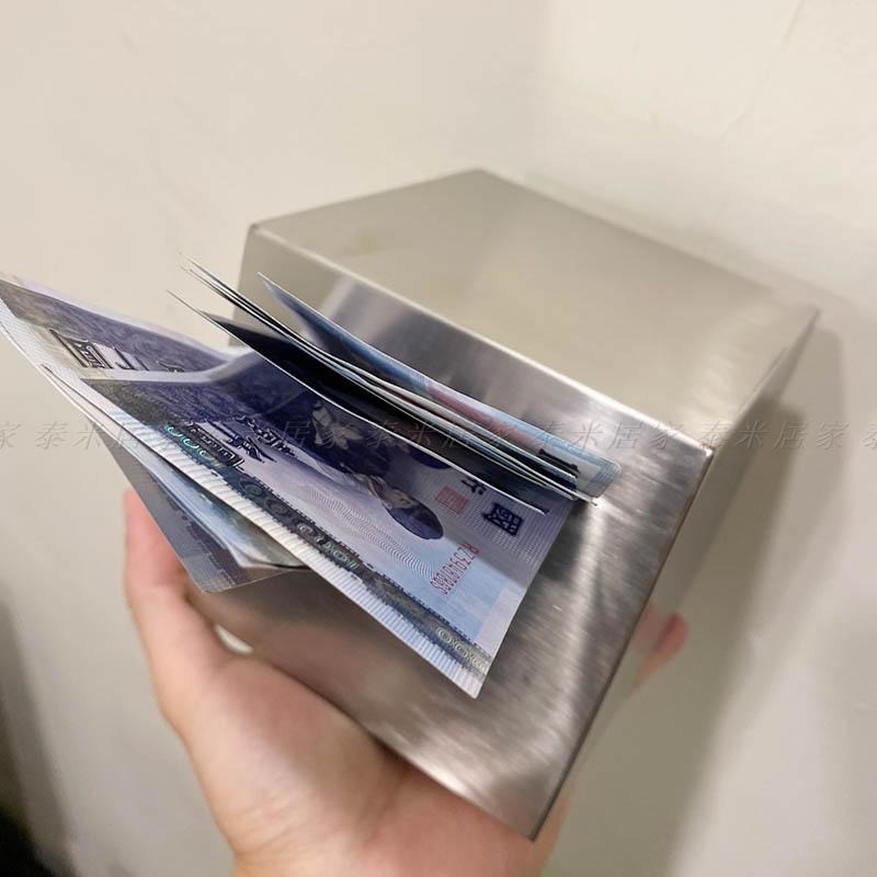 🇹🇼台灣現貨🇹🇼不鏽鋼方形存錢筒 只進不出 強迫存錢 交換禮物 撲滿 存錢筒 存錢桶 不鏽鋼 方形 鈔票 零錢 存錢罐-細節圖2