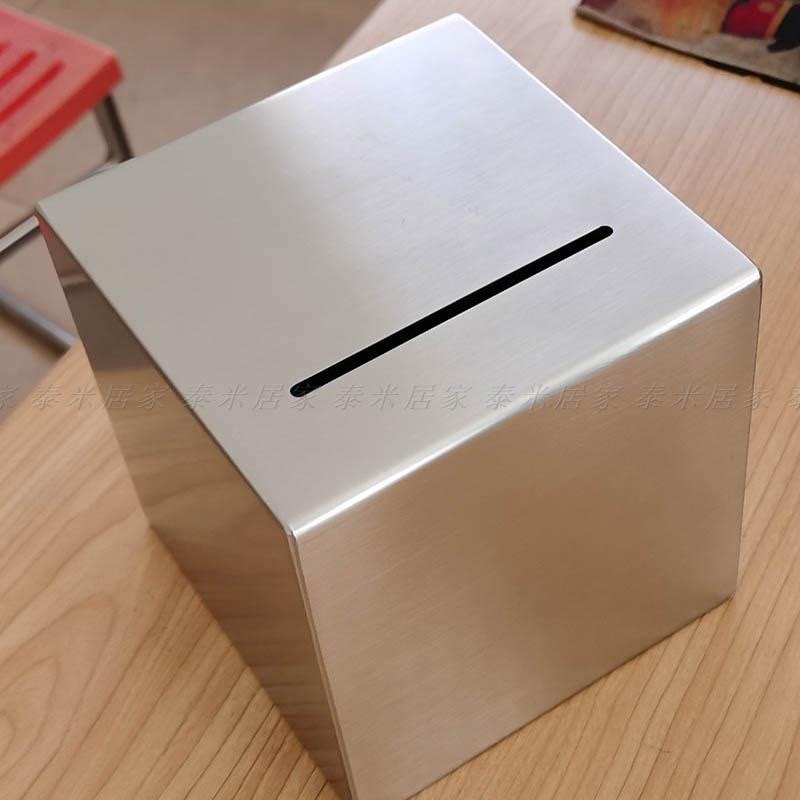 🇹🇼台灣現貨🇹🇼不鏽鋼方形存錢筒 只進不出 強迫存錢 交換禮物 撲滿 存錢筒 存錢桶 不鏽鋼 方形 鈔票 零錢 存錢罐-細節圖3