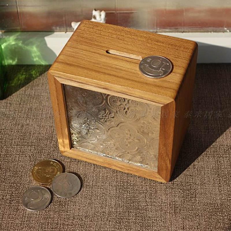 🇹🇼台灣現貨🇹🇼日式實木存錢罐 海棠花 造型 木製 存錢筒 存錢 硬幣 銅板 裝飾 擺飾 造型 玻璃 日系 交換禮物送禮-細節圖3
