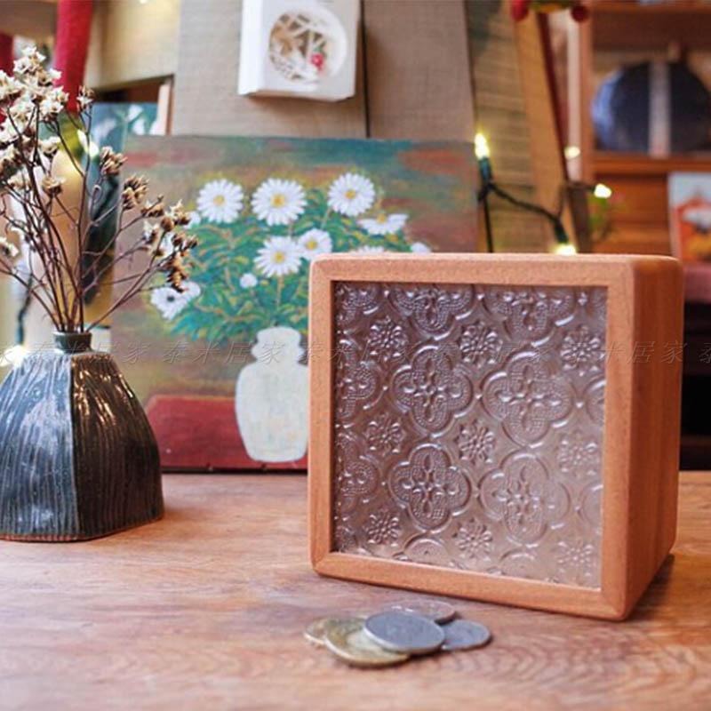🇹🇼台灣現貨🇹🇼日式實木存錢罐 海棠花 造型 木製 存錢筒 存錢 硬幣 銅板 裝飾 擺飾 造型 玻璃 日系 交換禮物送禮-細節圖6