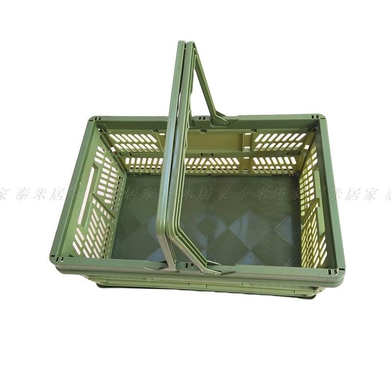 🇹🇼台灣現貨🇹🇼工業風摺疊收納籃 手把設計 軍綠色 露營籃 收納 收納箱 收納盒 塑膠籃 手提 摺疊 工業風 籃子 露營-細節圖2